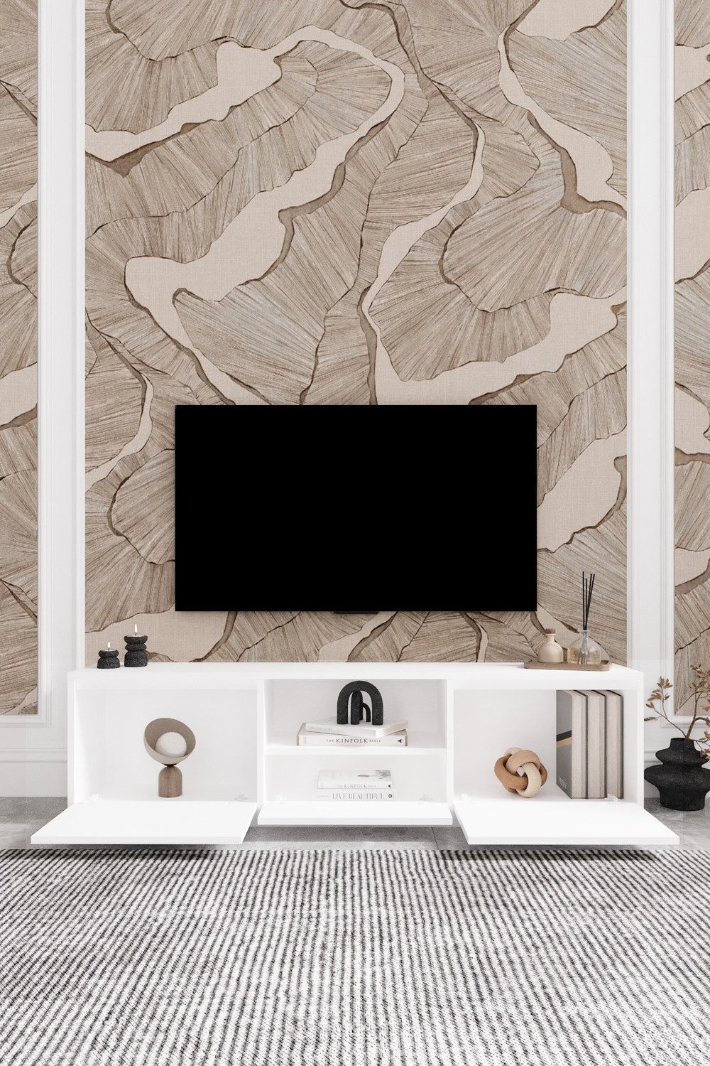 Vanguard 3 Kapaklı Tv Ünitesi 160 cm - Beyaz
