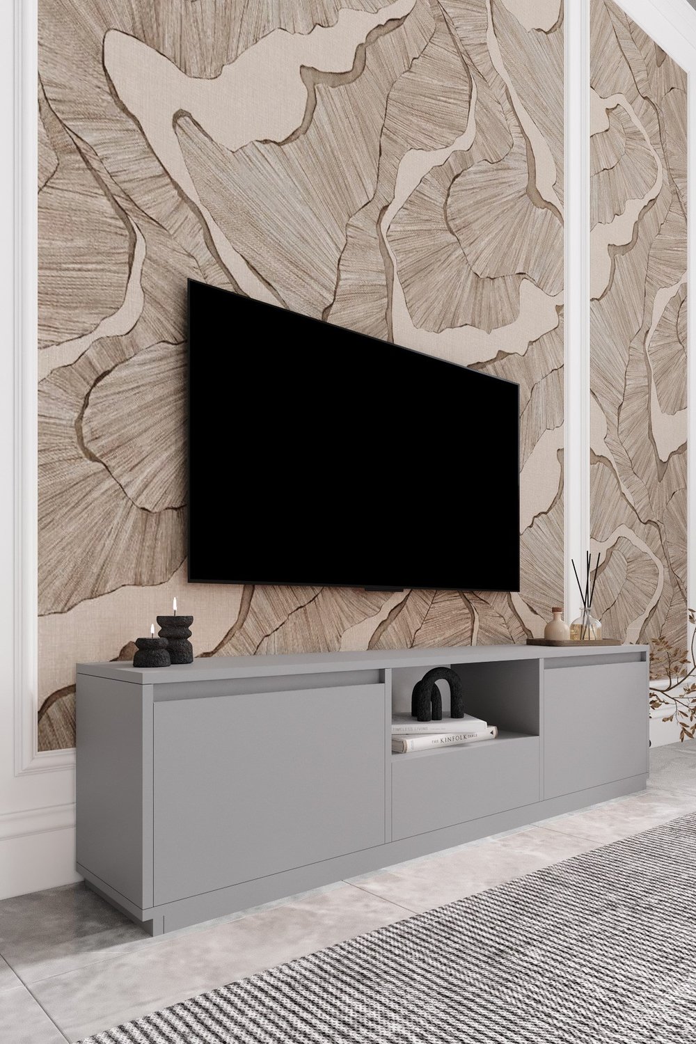 Vanguard 3 Kapaklı Tv Ünitesi 160 cm - Sis Gri