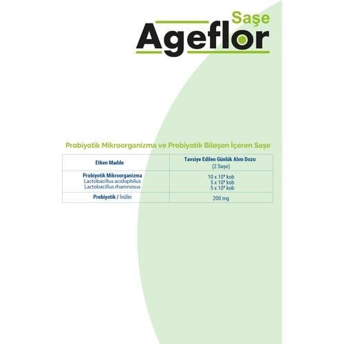 Ageflor Saşe Probiyotik ve Prebiyotik İçeren 10 Saşe - Tutti Frutti Aromalı