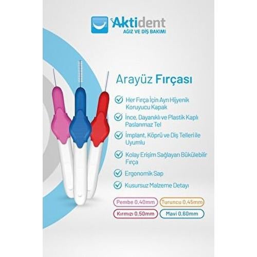 Aktident Arayüz Fırça Seti 4 Adet Diş Arası Temizliği İçin Kürdanlı Özel Tasarım