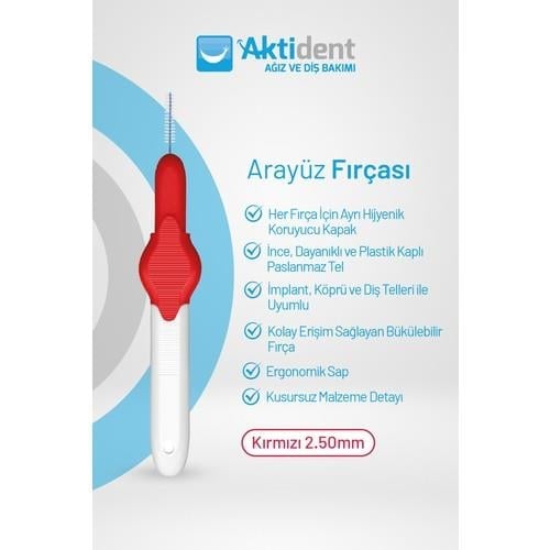 Aktident Arayüz Fırçası 4 Adet Esnek Fırça Ağız Bakımında Etkili Temizlik Sağlar
