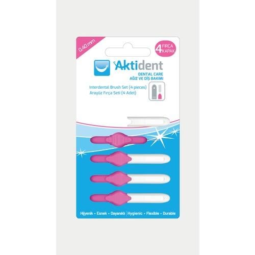 Aktident Arayüz Fırçası Esnek Kıllar ile 1.8 mm Pembe 4 Adet Ağız ve Diş Bakımı İçin