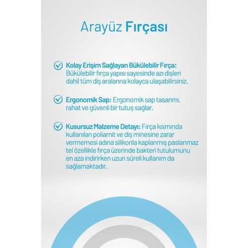 Aktident Arayüz Fırçası Esnek Yapı ile 4 Adet Mavi Renkli Diş Fırçası Seti