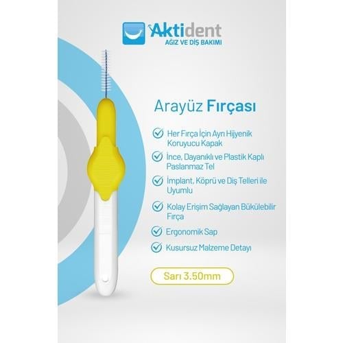 Aktident Arayüz Fırçası Yumuşak Kıllı Esnek Tasarım 3.5 mm 4 Adet Diş Bakımı Seti