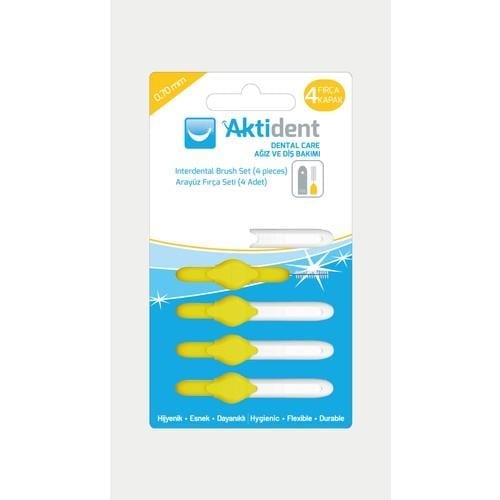 Aktident Arayüz Fırçası Yumuşak Kıllı Esnek Tasarım 3.5 mm 4 Adet Diş Bakımı Seti