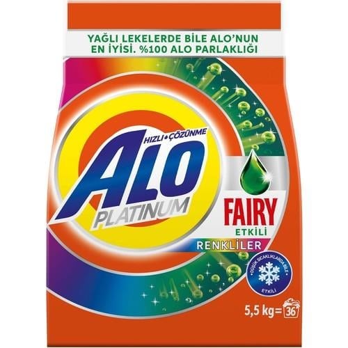 Alo Platinum 5.5 Kg Fairy Etkili Renkliler Hızlı Çözülme Toz Deterjan