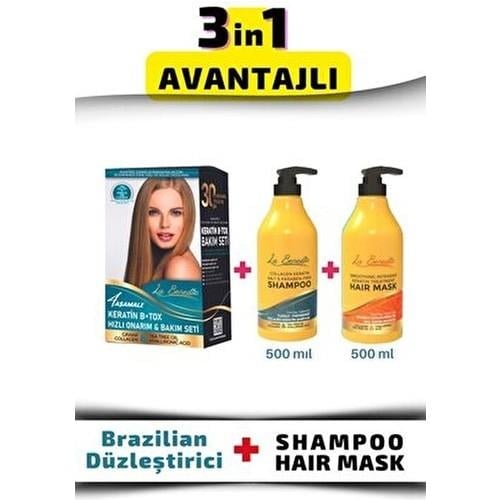 Avantajlı Keratin Botox Hızlı Onarıcı Full Set Şampuan Maske 3lü Set