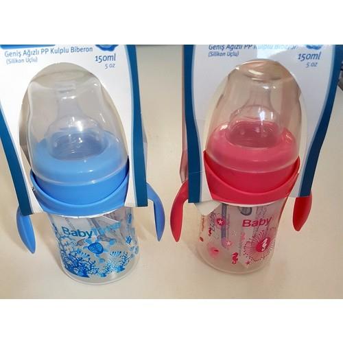 Baby Time Silikon Uçlu Geniş Ağız Kulplu Biberon - 150ml