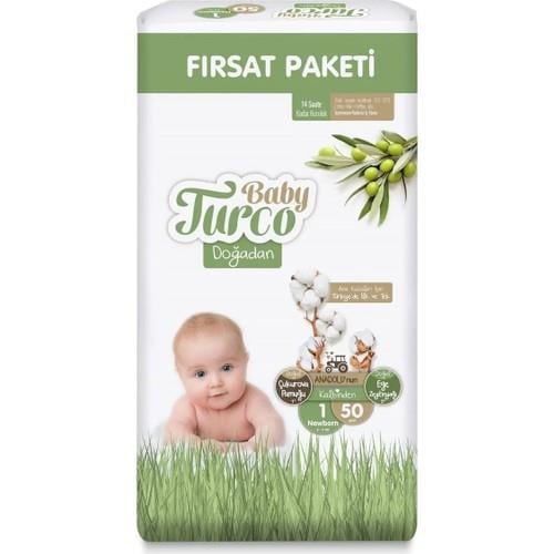 Baby Turco Doğadan Fırsat Paketi Bebek Bezi 1 Numara Newborn 50 Adet