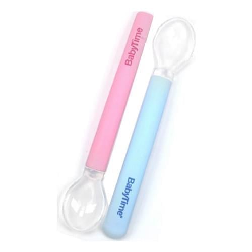 BabyTime Silikon Beslenme Kaşığı 2li - Mavi Pembe