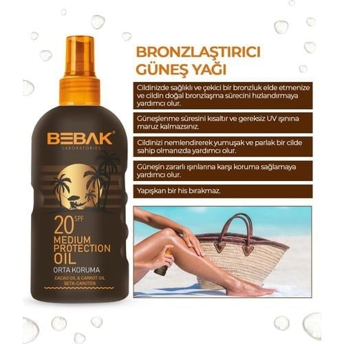 Bebak Bronzlaştırıcı Yağ 20 Spf 150 Ml