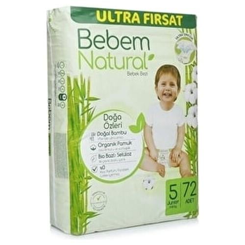 Bebem Natural Junior Ultra Fırsat Bebek Bezi 72li %0 Klor Parfüm Paraben İçermez 11-18 kg