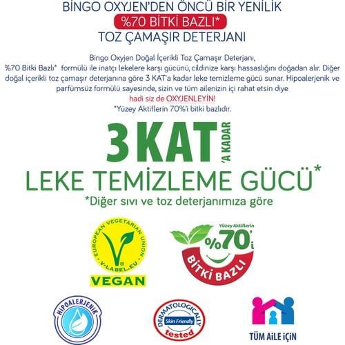 Bingo Oksijen Doğal İçerikli  Toz Çamaşır Deterjanı 4 Kg