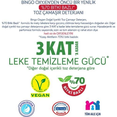 Bingo Oksijen Doğal İçerikli  Toz Çamaşır Deterjanı 4 Kg