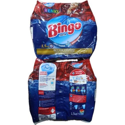 Bingo Renkli Toz Çamaşır Deterjanı 1,5 Kg 10 Yıkama Parfümlü Etkili Temizlik
