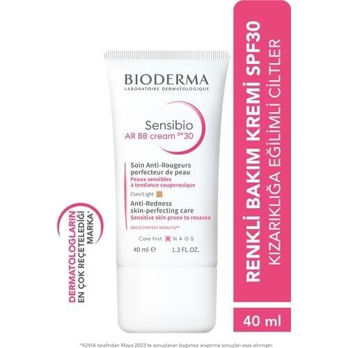 Bioderma Sensibio AR BB Krem - Hassas Ciltler İçin Yatıştırıcı Renkli Bakım Kremi, Gliserin İçerir, SPF30, 40 ml