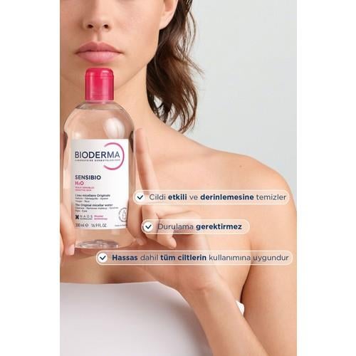 Bioderma Sensibio H2O Makyaj Temizleme Suyu - Hassas Ciltler için Yatıştırıcı ve Dengeleyici Etki, 500 ml