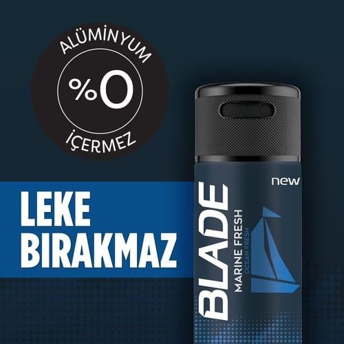 Blade Marine Fresh Erkek Deodorant 150 Ml Hızlı Kurur, Leke Bırakmaz