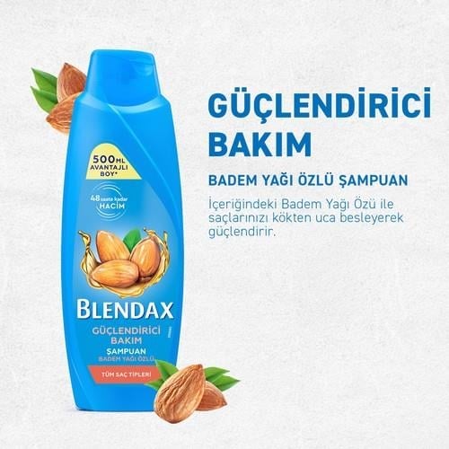 Blendax Güçlendirici Bakım Badem Özlü Şampuan 500 ml Tüm Saç Tipleri İçin