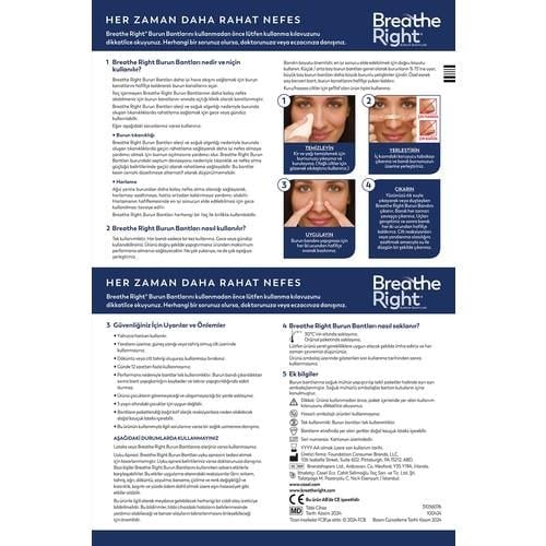 Breathe Right Extra Burun Bandı - Esnek Pürüzsüz Tasarım, Hipoalerjenik Malzeme, 55 mm, Hafif ve Dayanıklı, Kolay Uygulama, 10 Adet