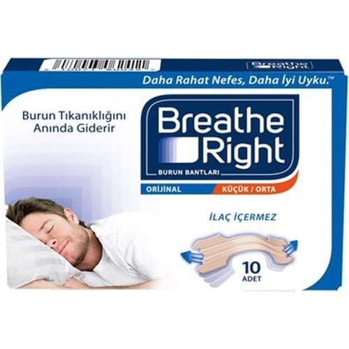 Breathe Right Orijinal Burun Bantları Anında Tıkanıklık Giderici 10 Adet Küçük/Orta Boy