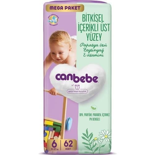 Canbebe Bebek Bezi Mega Paket 6 Beden Xl (15-27kg) 62 Adet