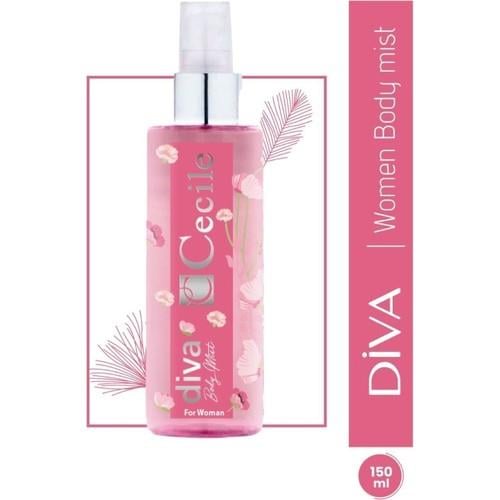 Cecile Diva Kadın Body Mist 150 ml Çiçeksi ve Ferah Koku Uzun Süre Kalıcı Parfüm Sprey