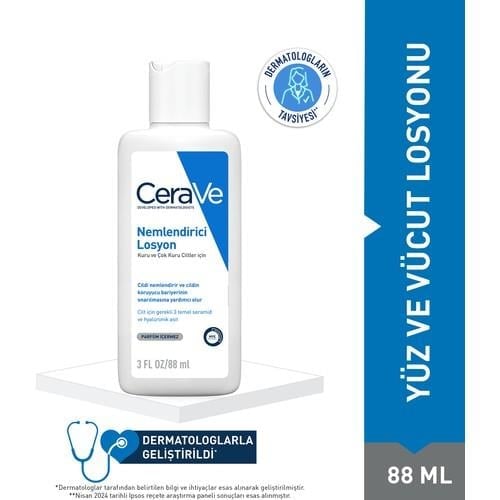 CeraVe Yoğun Nemlendirici Losyon - Seramid ve Hyalüronik Asit ile Zenginleştirilmiş, 88 ml, Tüm Cilt Tipleri için Yüz, Vücut ve El Kullanımı için Uygun