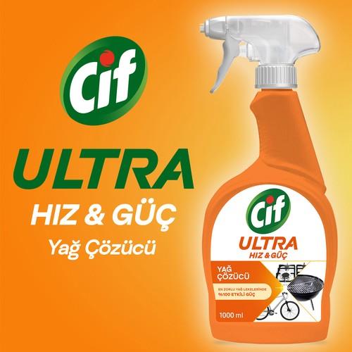 Cif Ultra Hız & Güç Yağ Çözücü Sprey Leke ve Kir Çıkarıcı 1000 ML