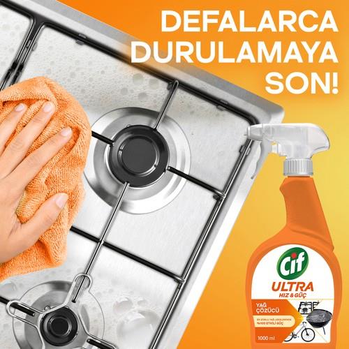 Cif Ultra Hız & Güç Yağ Çözücü Sprey Leke ve Kir Çıkarıcı 1000 ML