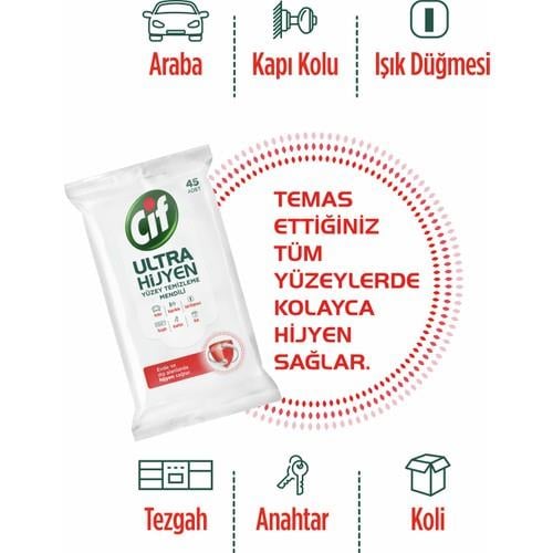 Cif Yüzey Temizleme Mendili Ultra Hijyen 45li