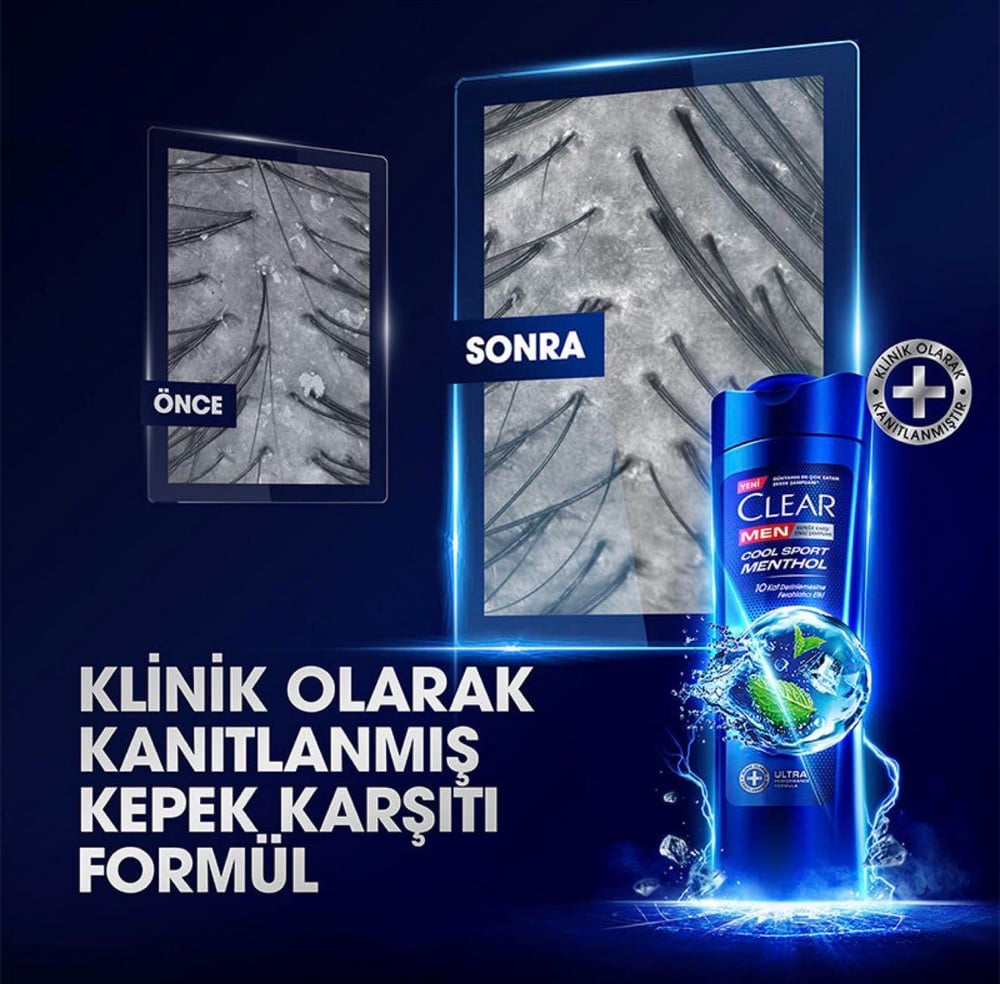 Clear Men Kepeğe Karşı Etkili Cool Sport Menthol 350 ml Şampuan + 180 ml