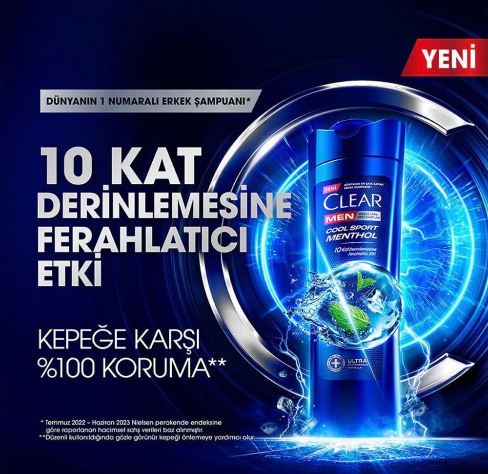 Clear Men Kepeğe Karşı Etkili Cool Sport Menthol 350 ml Şampuan + 180 ml