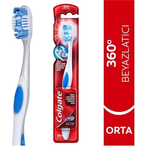 Colgate 360 Visible White Orta Sert Tekli Diş Fırçası Beyazlatıcı Etkili Özel Tasarım