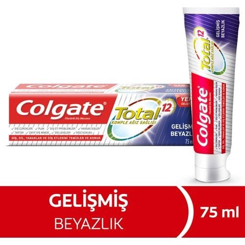 Colgate Total Gelişmiş Beyazlatıcı Diş Macunu 75 ml Taze Nane Aroması ile Ağız Bakımı