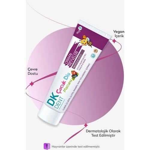DKDENT Orman Meyveli Çocuk Diş Macunu Glütensiz 50 ml Çocuklar İçin Sağlıklı Seçim