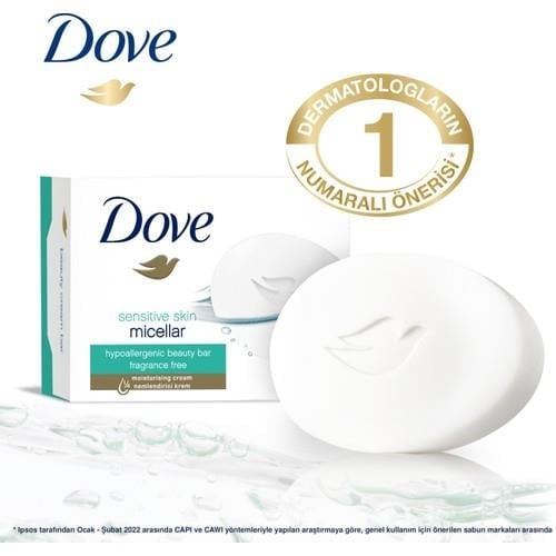 Dove Beauty Cream Bar Katı Güzellik Sabunu Micellar Hassas Ciltler için Nemlendirici Etkili 90 g