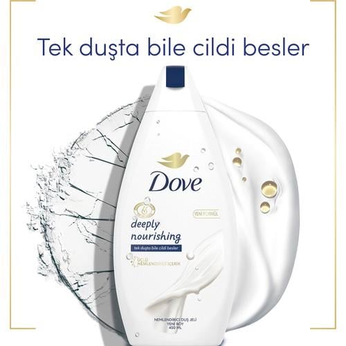 Dove Deeply Nourishing Nemlendirici Duş Jeli 450 ml – Kuru Ciltler İçin Yoğun Besleyici ve Yumuşatıcı Bakım