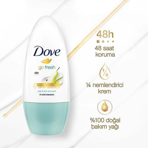 Dove Go Fresh Kadın Roll On Deodorant Armut ve Aloe Vera Kokusu 50 ml