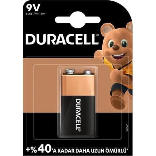 Duracell Alkalin 9 Volt Pil 6LR61/MN1604