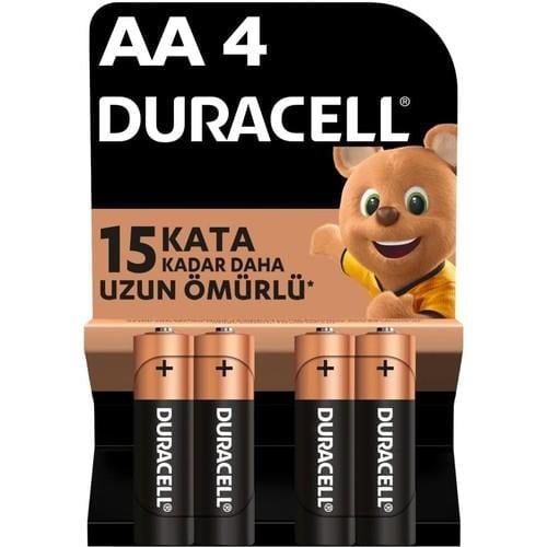 Duracell Alkalin AA Kalem Pil, 1,5 V LR6/MN1500, 4lü paket
