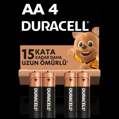 Duracell Alkalin AA Kalem Pil, 1,5 V LR6/MN1500, 4lü paket