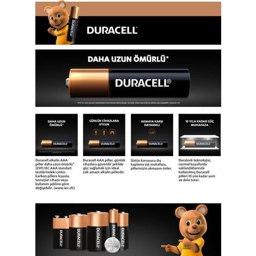Duracell LR03/MN2400 AAA İnce Alkalin Pil (4lü Paket)