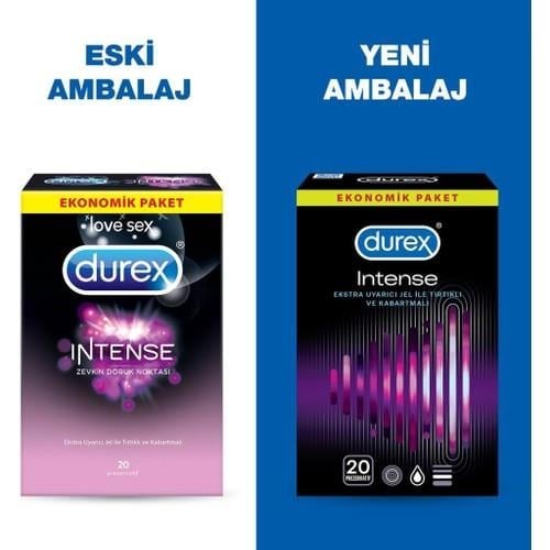 Durex Intense 20li Uyarıcı Jelli ve Tırtıklı Prezervatif