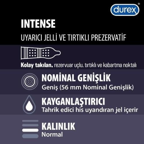 Durex Intense 20li Uyarıcı Jelli ve Tırtıklı Prezervatif