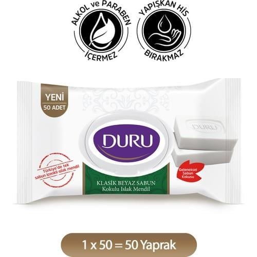 Duru Beyaz Sabun Kokulu Islak Mendil 50 Adet