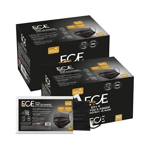 ECE Full Ultrasonik Meltblownlu Siyah Maske 50 Adet