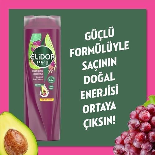 Elidor Doğanın Enerjisi Saç Bakım Şampuanı Avokado ve Üzüm Çekirdeği Yağı 400 ml