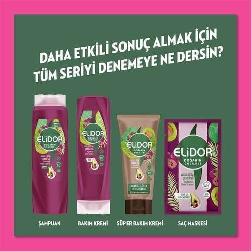 Elidor Doğanın Enerjisi Serum Saç Bakım Yağı Avokado ve Üzüm Çekirdeği Yağı Güçlendirici ve Parlaklık Kazandırıcı 80ml