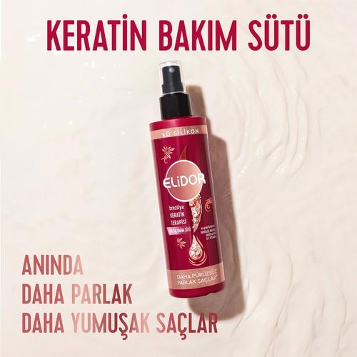 Elidor Sıvı Saç Bakım Sütü Brezilya Keratin Terapisi Hidrolize Keratin Marula Yağı E Vitamini 200 ml